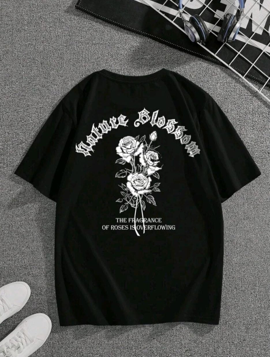 Remera Oversize Manfinity Dauomo Hombres Camiseta con estampado floral con slogan