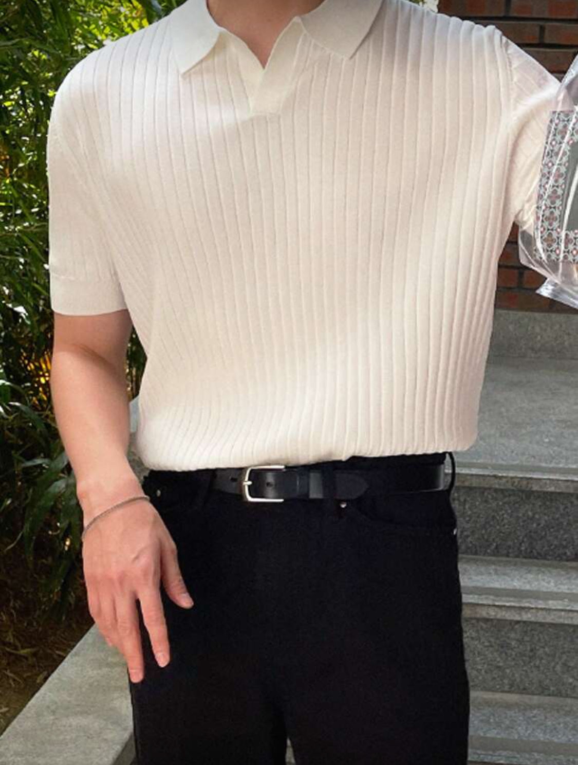 DAZY Hombres Top tejido de canalé