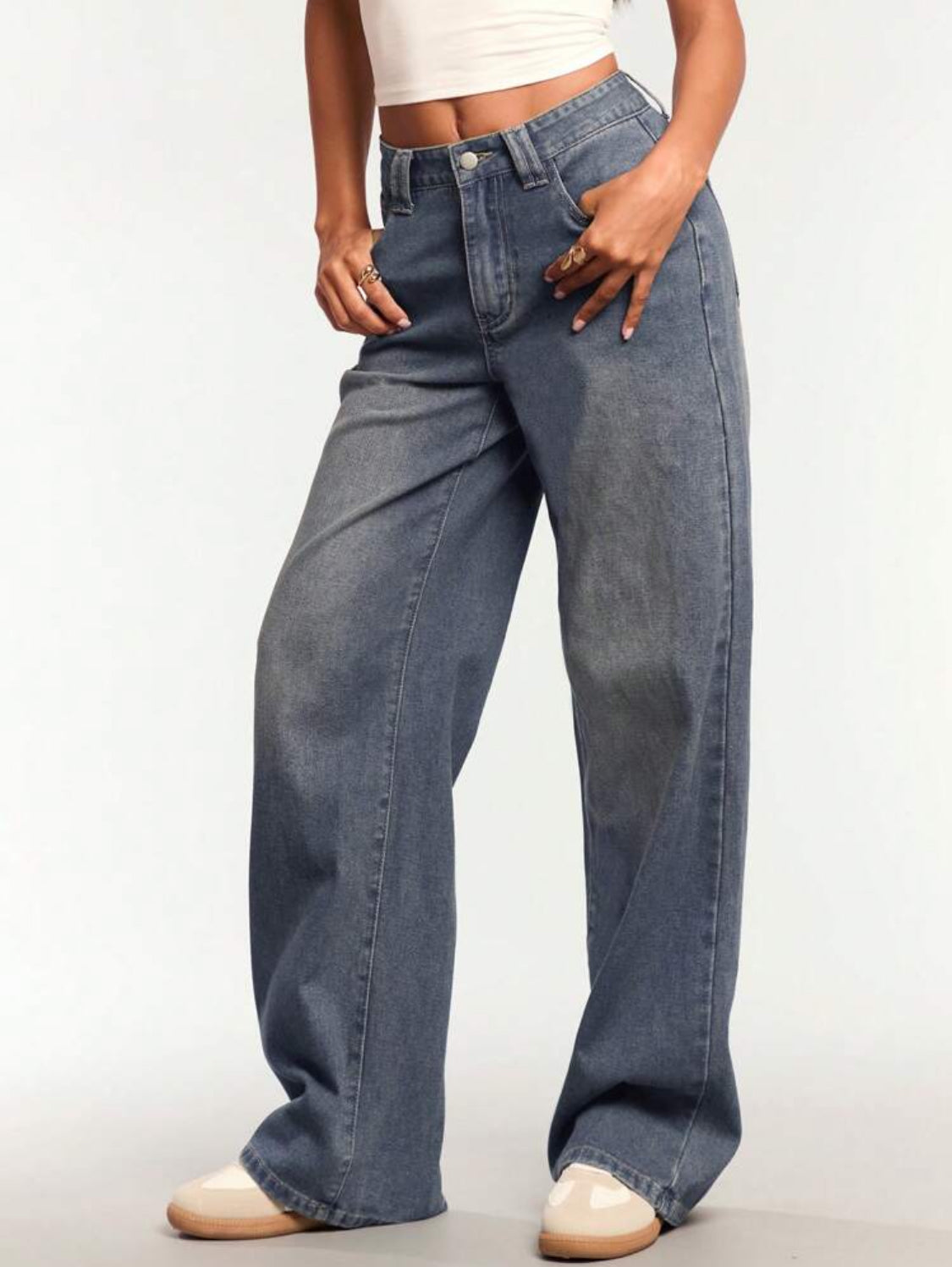 Forever 21 Nuevos Jeans de mezclilla clásicos de pierna ancha lavados de estilo retro de otoño/invierno