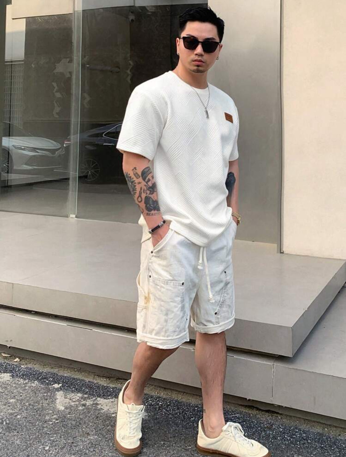 Remera Oversize DAZY Camiseta casual de manga corta con parche de letra para hombre en verano