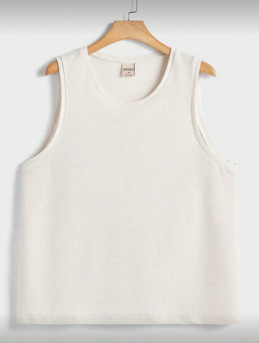 Forever 21 Camiseta sin mangas tejida para hombres, de estilo occidental, casual y de moda, de corte holgado y liso, para uso diario, vacaciones y amigos