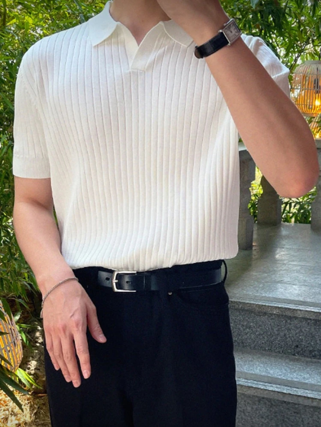 DAZY Hombres Top tejido de canalé