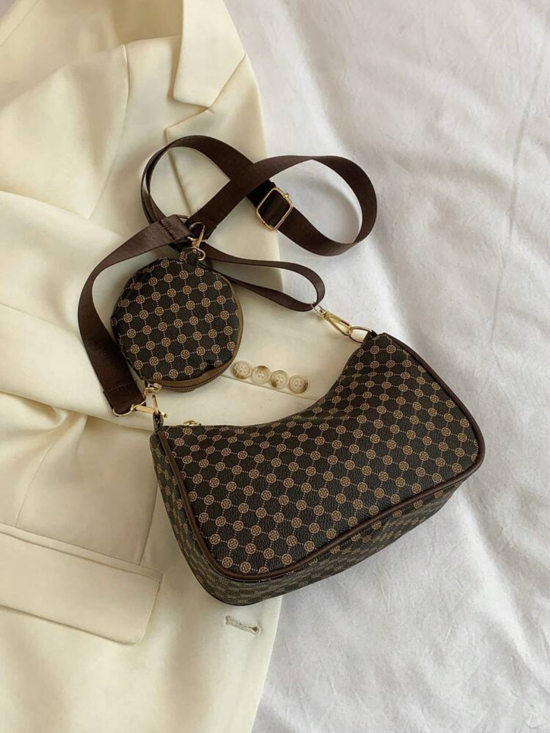 Mini bolso cuadrado con patrón geométrico y monedero con patrón retro, clásico bolso cruzado para mujer con monedero colgante, bolso de mujer con bolsillo para monedas