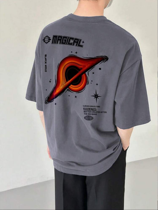 Remera Oversize Camiseta de manga corta de cuello redondo con estampado de eslogan casual para hombre, verano