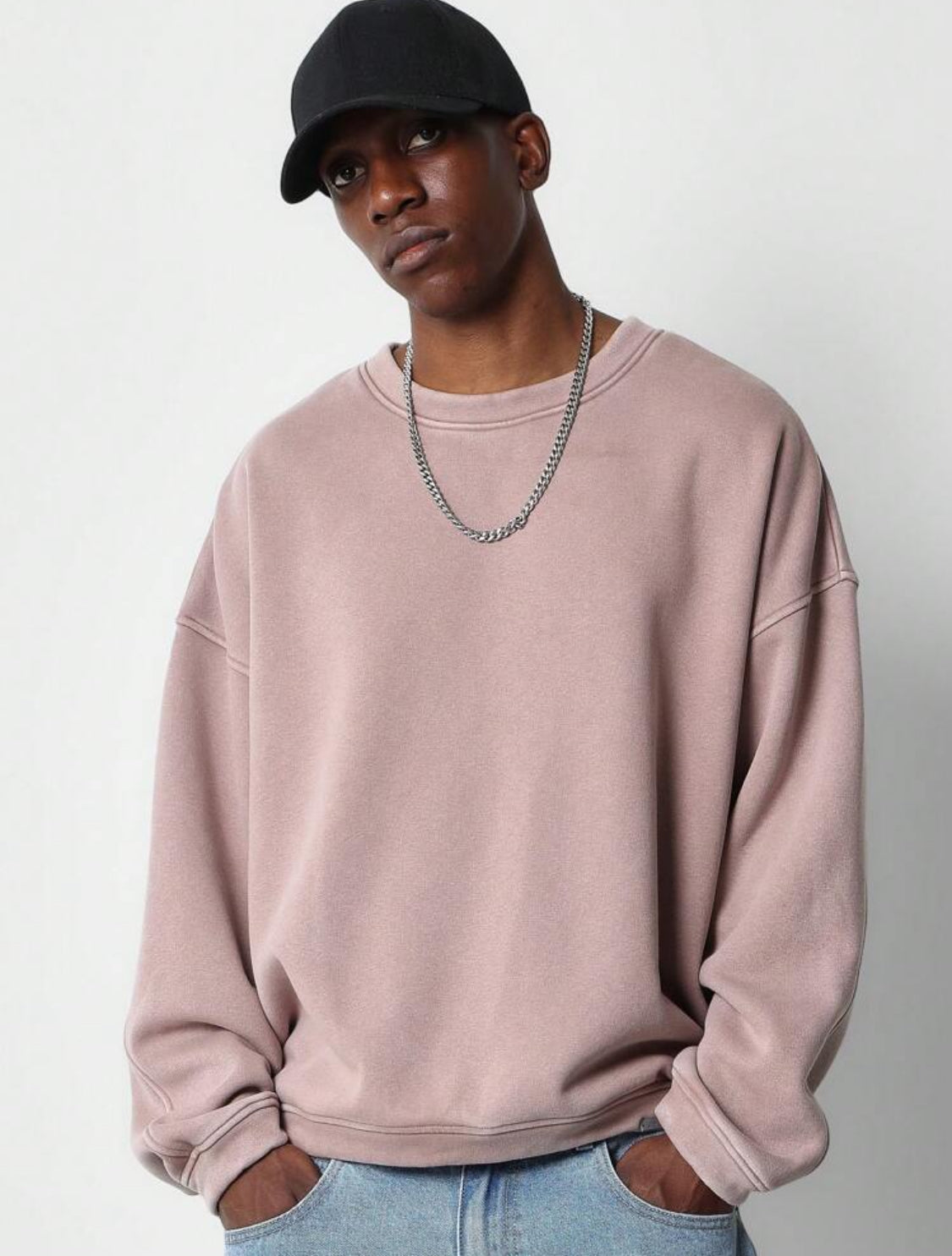 SUMWON Sudadera lavada de ajuste oversize con bordado en la espalda