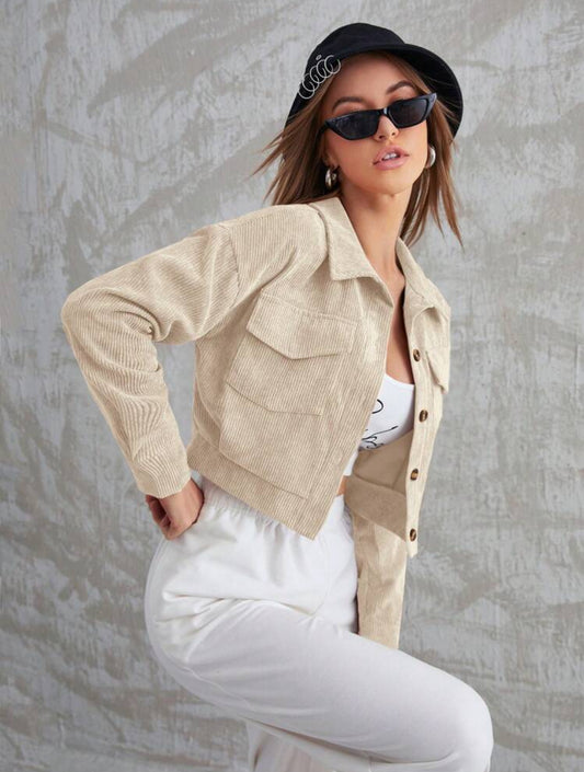 SHEIN Mulvari Cazadora con bolsillo con solapa de pana
