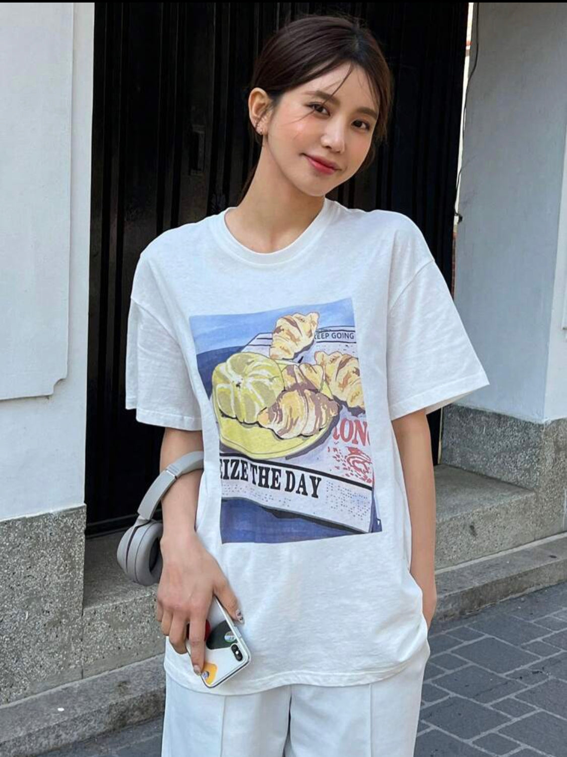 Remera Oversize DAZY Camiseta de hombros caídos con estampado de letra