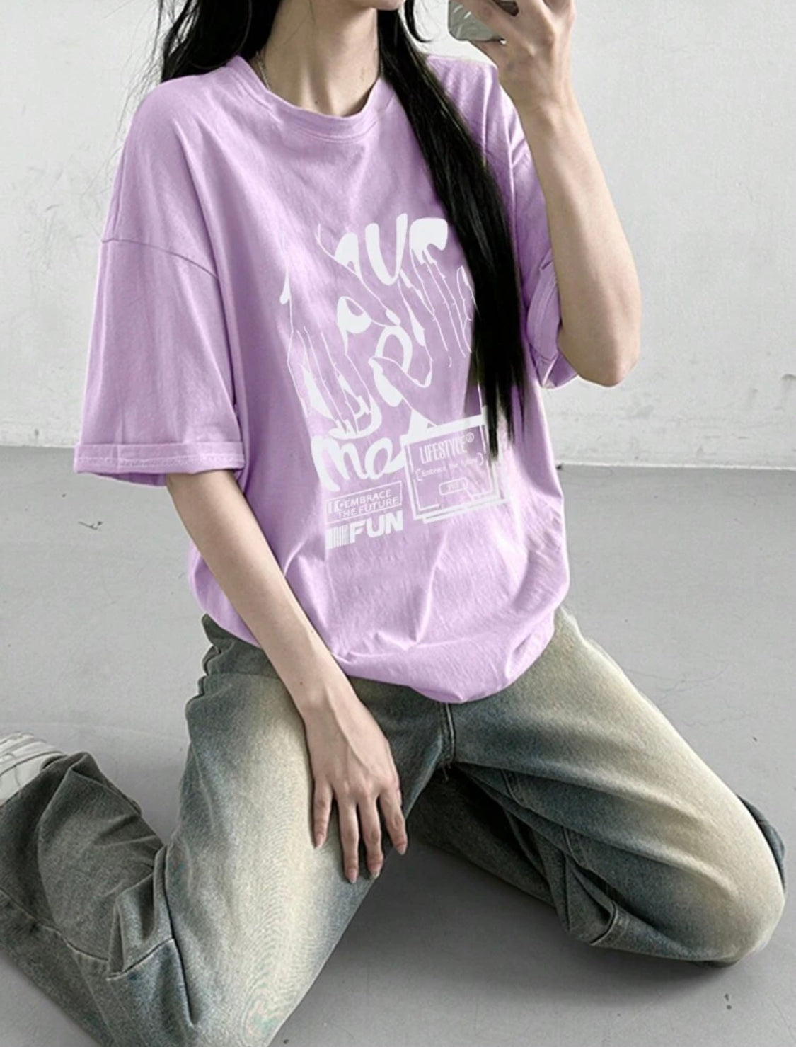 Remera Oversize DAZY Camiseta suelta con diseño gráfico de estilo urbano para mujeres
