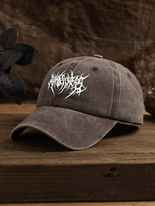 1 Gorra de béisbol marrón lavada con espinas para hombres, estilo callejero