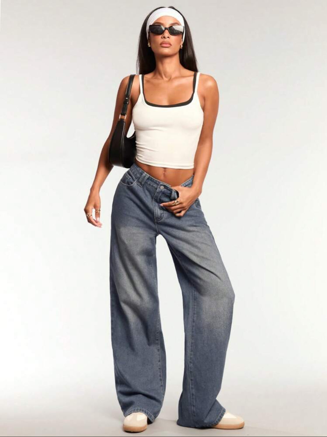 Forever 21 Nuevos Jeans de mezclilla clásicos de pierna ancha lavados de estilo retro de otoño/invierno