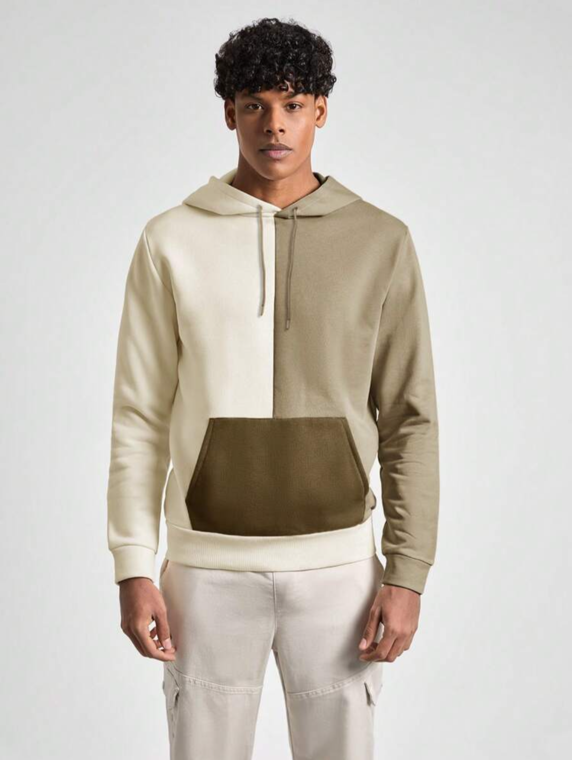 SHEIN Sudadera con capucha de moda regular con bloques de color para hombre