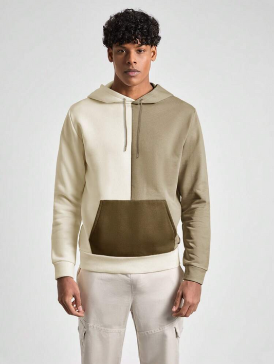 SHEIN Sudadera con capucha de moda regular con bloques de color para hombre