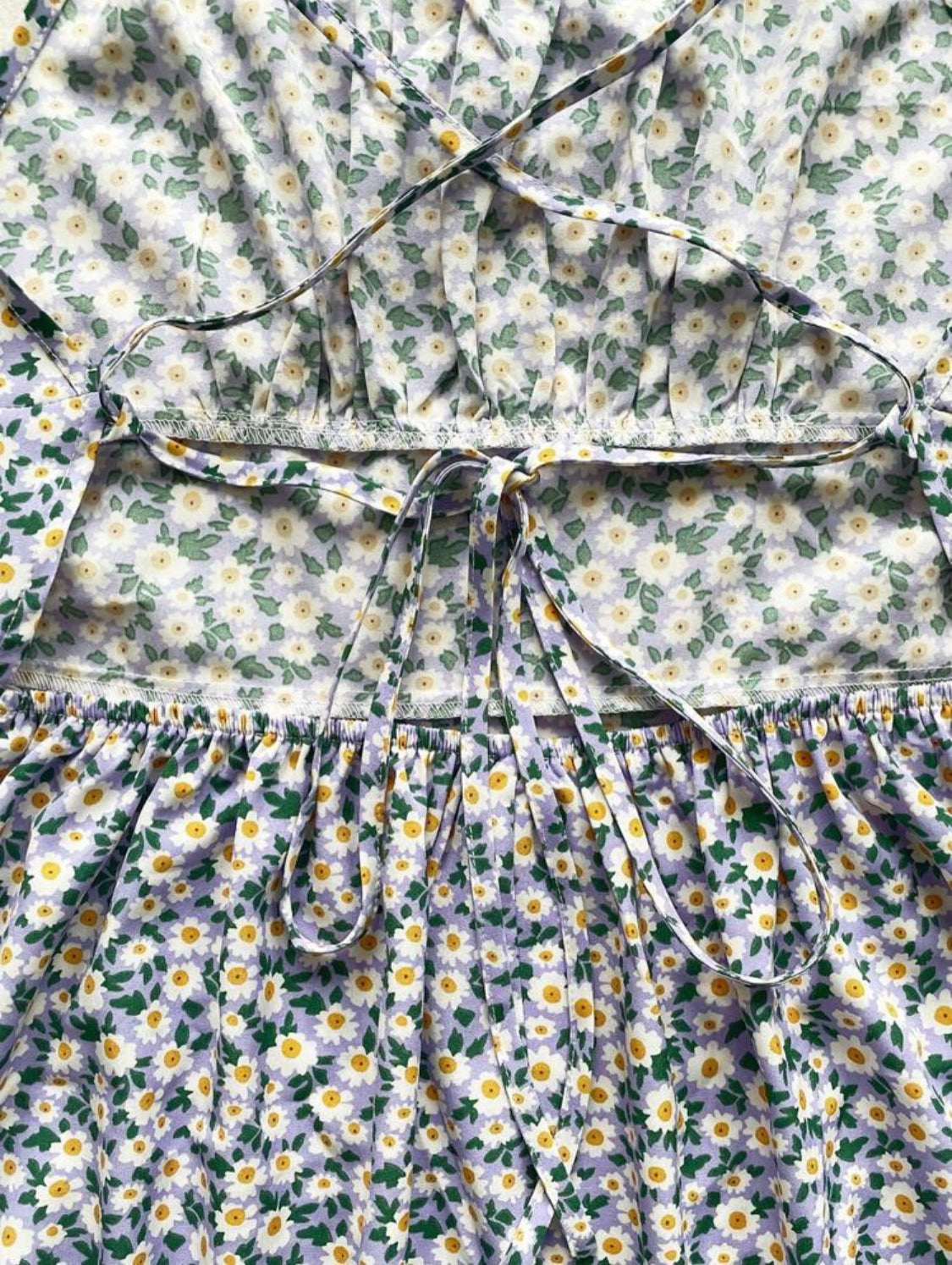 SHEIN Dreamara Vestido corto de verano para mujeres con tirantes de espagueti sin espalda cruzados con estampado floral pequeño para vacaciones