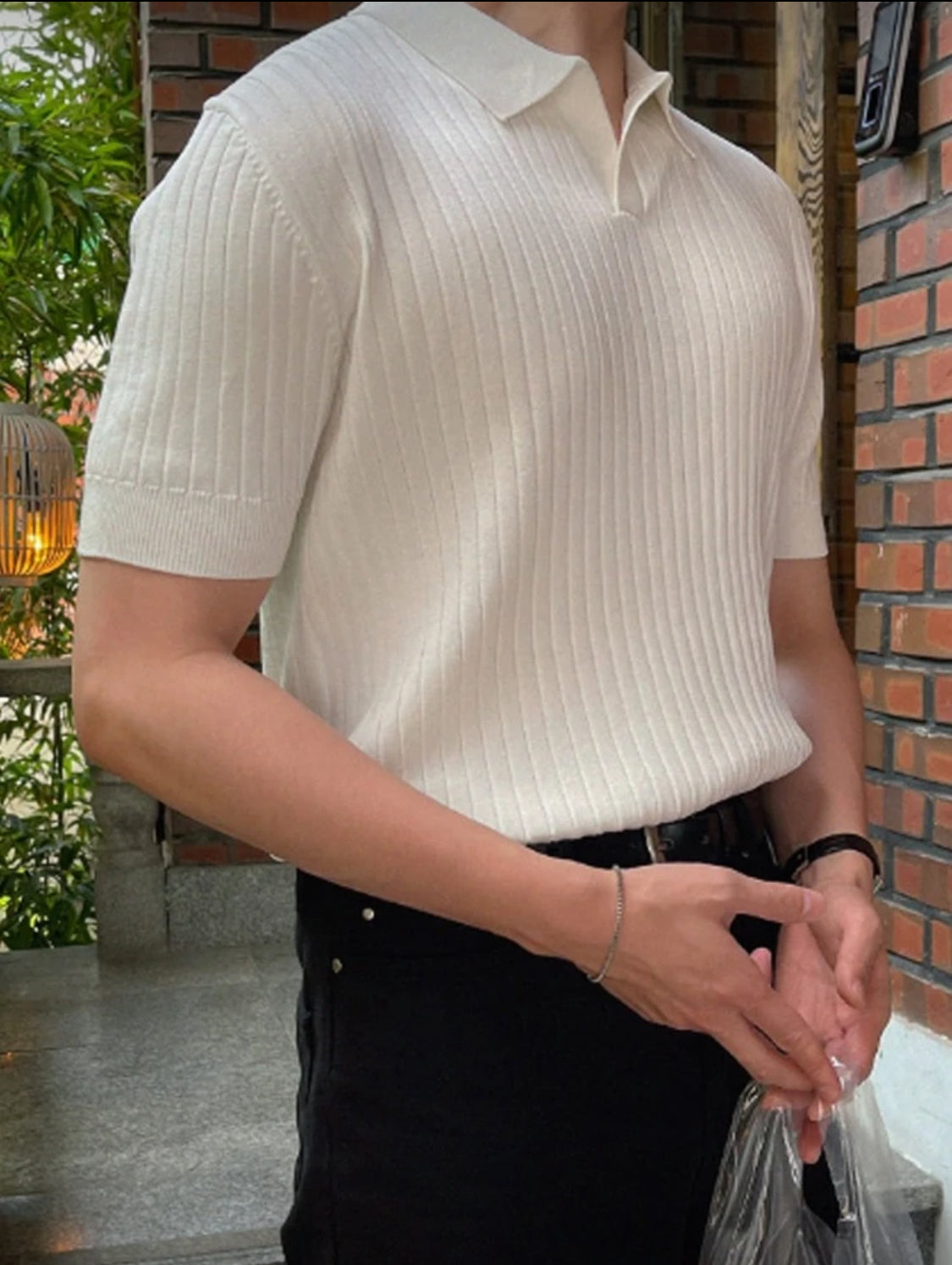 DAZY Hombres Top tejido de canalé