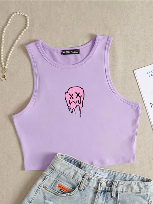 SHEIN EZwear Top tank corto con estampado de dibujos animados