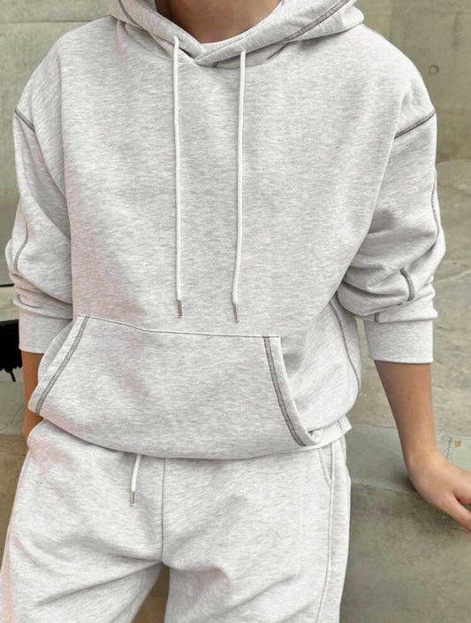 DAZY Sudadera casual con capucha, manga larga y cordón para hombre, con decoración de rayas de otoño