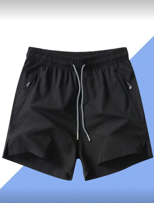 Hombres Shorts de cintura con cordón con bolsillo con cremallera