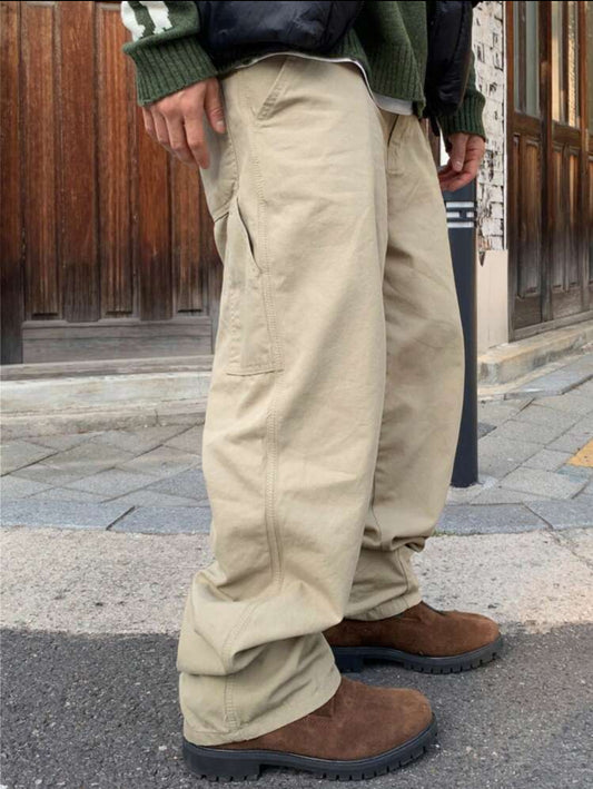 DAZY Pantalones vaqueros casuales de lona caqui sólidos para hombres, de primavera
