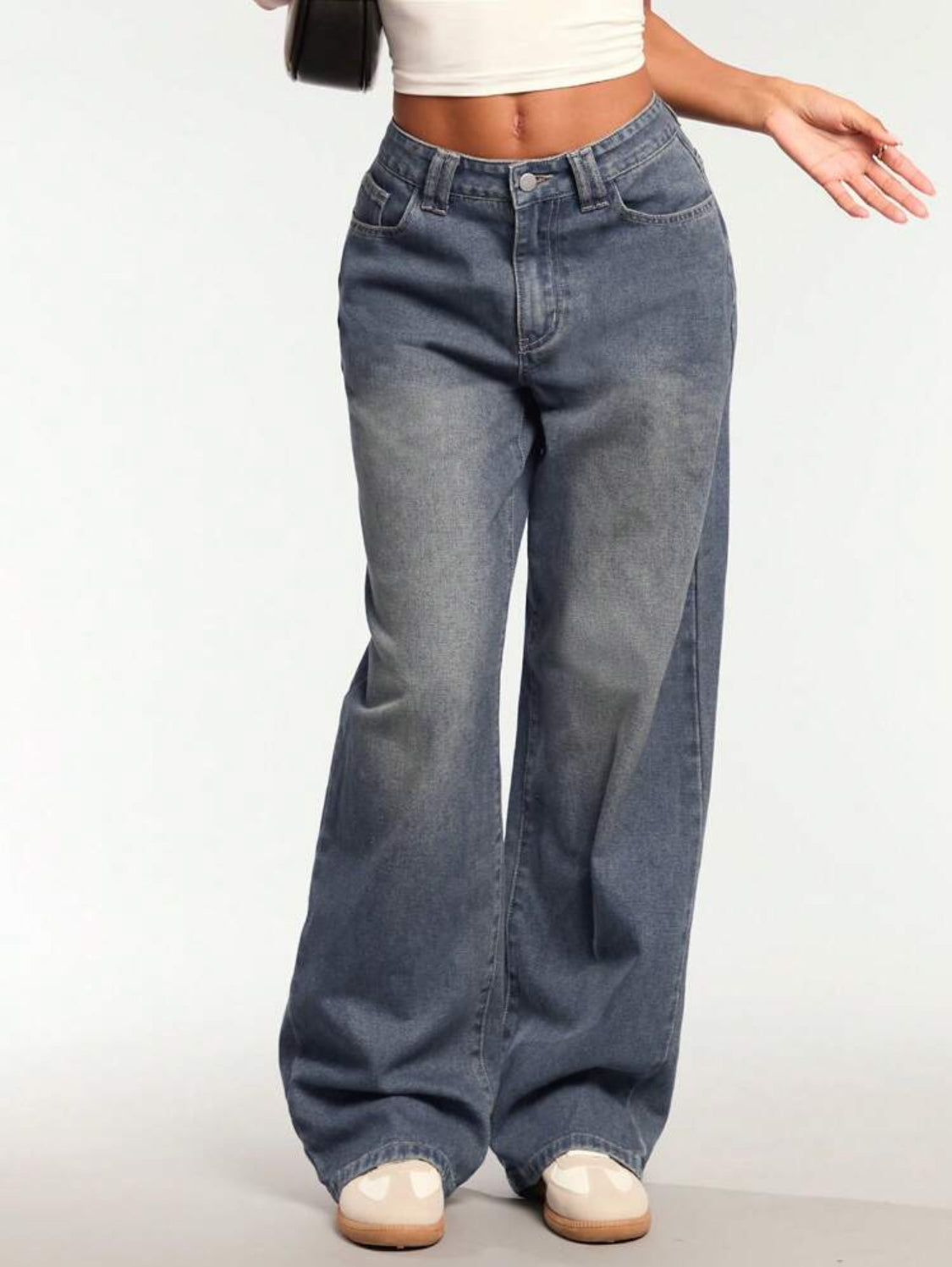 Forever 21 Nuevos Jeans de mezclilla clásicos de pierna ancha lavados de estilo retro de otoño/invierno