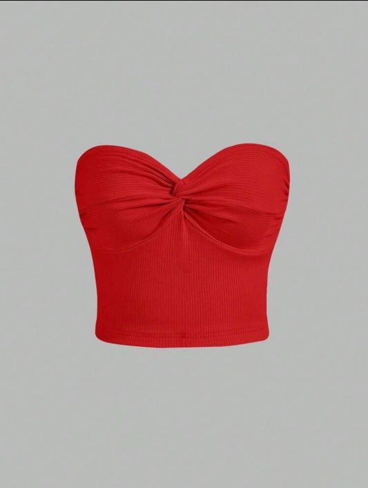 SHEIN MOD Top bandeau girante delantero tejido de canalé
