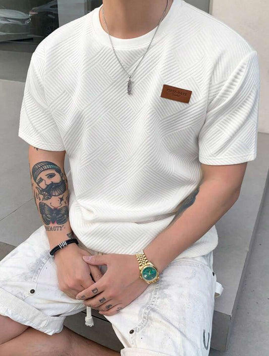 Remera Oversize DAZY Camiseta casual de manga corta con parche de letra para hombre en verano