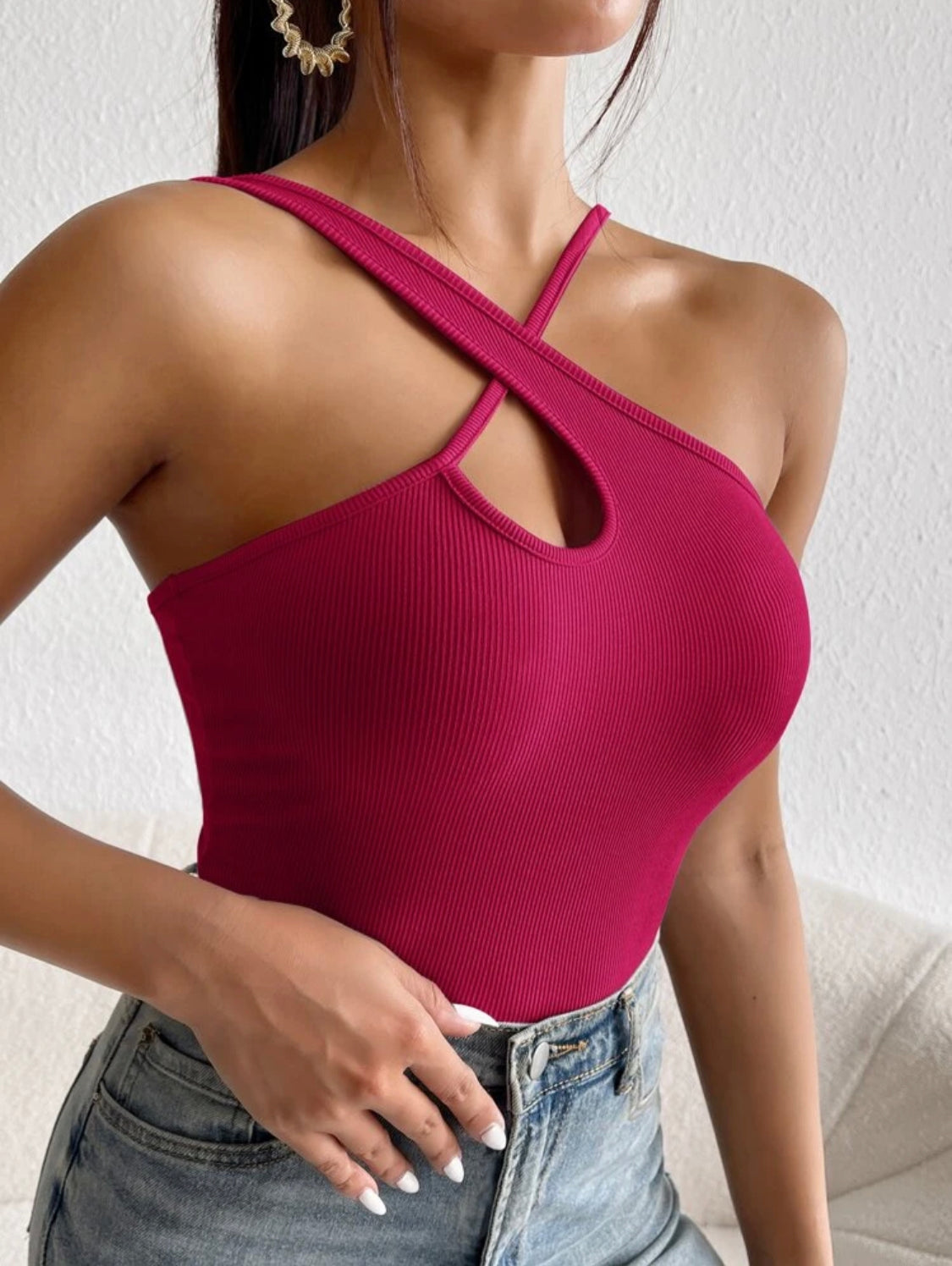 SHEIN Privé Top con tira cruzada delantera