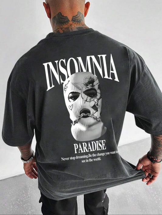 Camiseta de manga corta de cuello redondo casual con estampado de eslogan y figura para hombres, para usar en verano durante el trayecto