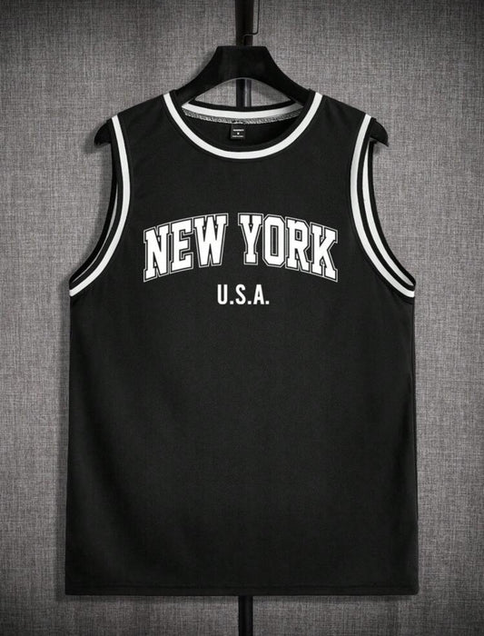 Manfinity ZONE917 Camiseta de tirantes de hombre de malla de punto con estampado de letras, para verano