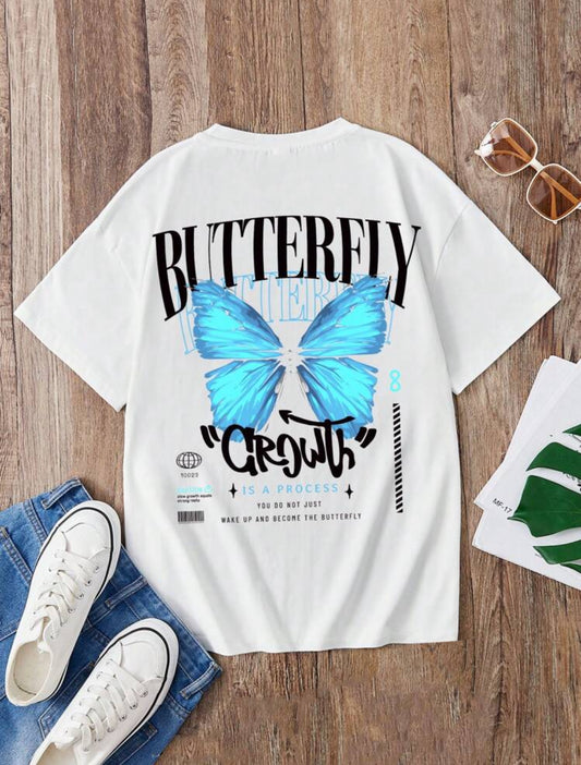 Remera Oversize SHEIN Camiseta gráfica con mariposa y eslogan para chicas adolescentes ModeFlare
