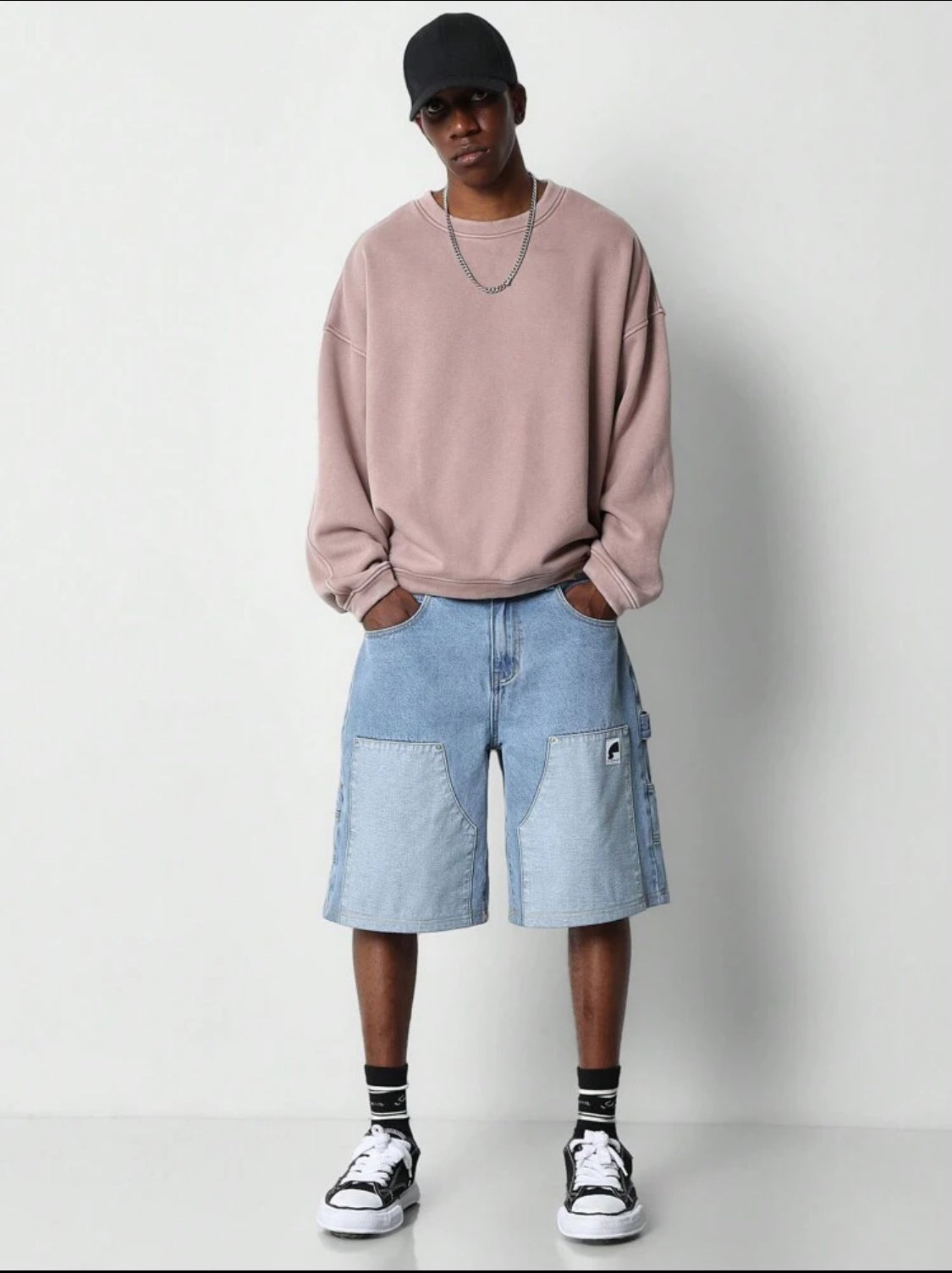 SUMWON Sudadera lavada de ajuste oversize con bordado en la espalda