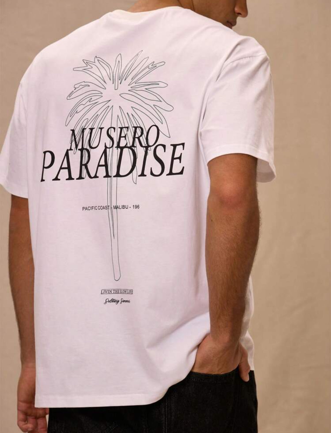 Musero Camiseta estampada con gráfico "Musero Paradise" de talla grande, para primavera y verano, vacaciones