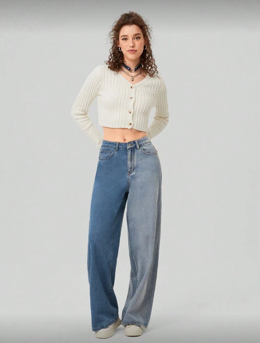 Forever 21 Vaqueros De Pierna Recta Para Mujer Con Bolsillos Inclinados En Color En Contraste