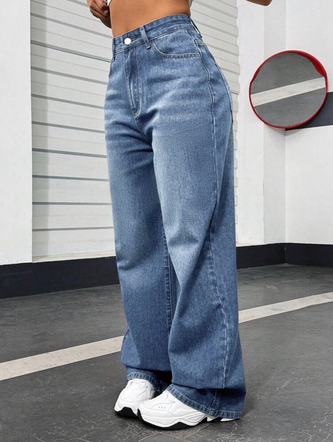 SHEIN ICON Jeans De Pierna Recta Con Bolsillos Para Mujer