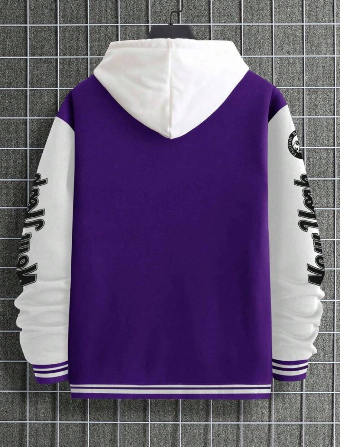 Manfinity Homme Chaqueta de béisbol universitaria de dos tonos con gráfico de eslogan para hombres