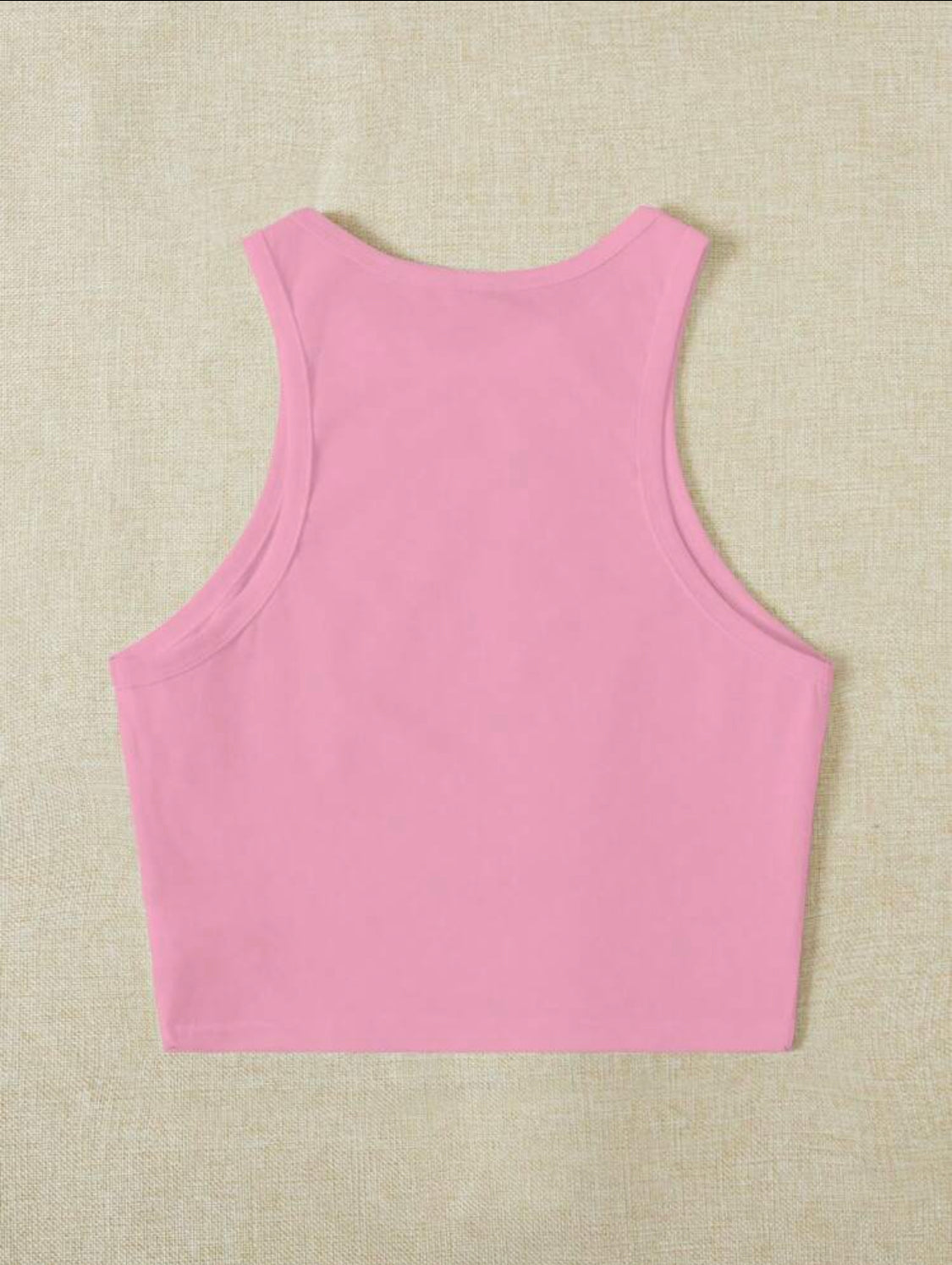SHEIN EZwear Top corto de tanque ajustado casual y sencillo con patrón de cerezas rosa para mujeres, adecuado para el verano. CEREZA Que tengas buen fin de semana. Voy a salir.