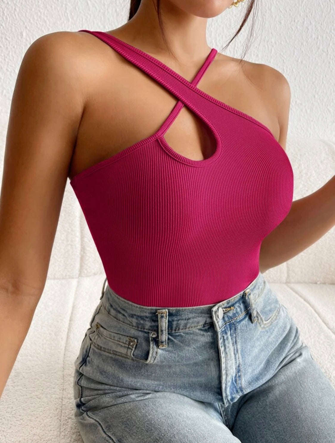 SHEIN Privé Top con tira cruzada delantera