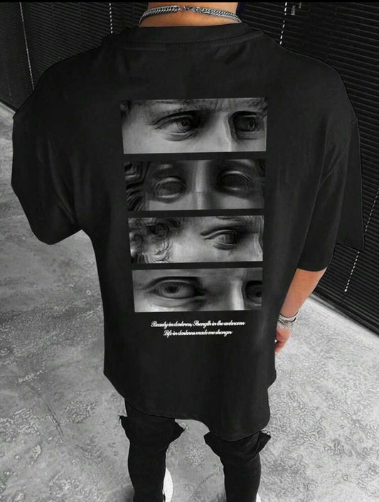 Camiseta casual de cuello redondo con gráfico de eslogan para hombre, para ir al trabajo