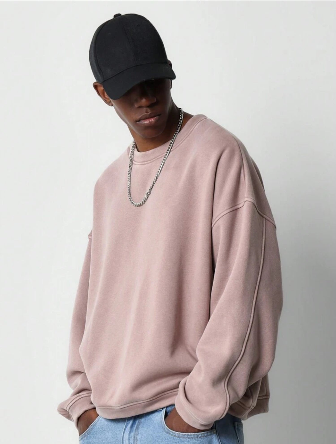 SUMWON Sudadera lavada de ajuste oversize con bordado en la espalda