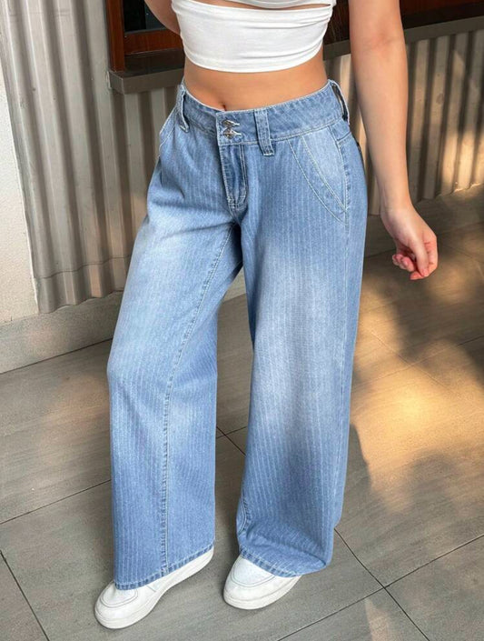 SHEIN EZwear Jeans casuales y versátiles con piernas acampanadas y bolsillos para mujer