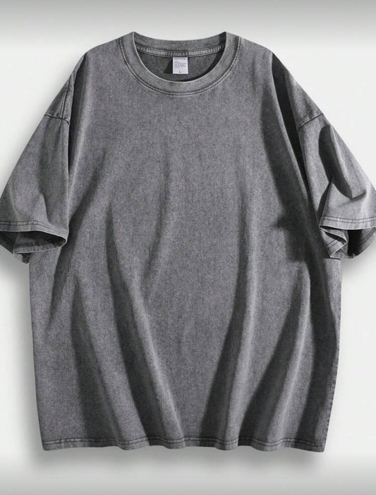 Camiseta de algodón informal de 230 g, gruesa, lavada, retro, personalizada, con estampado de gran tamaño, estilo hip-hop callejero, punk, harajuku, para hombre y mujer