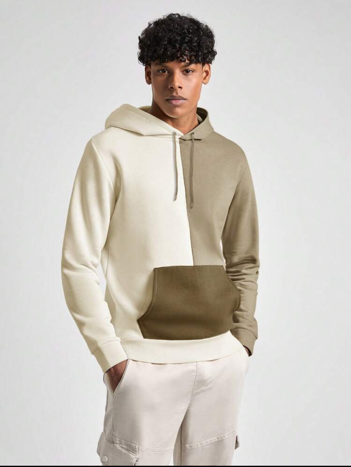 SHEIN Sudadera con capucha de moda regular con bloques de color para hombre