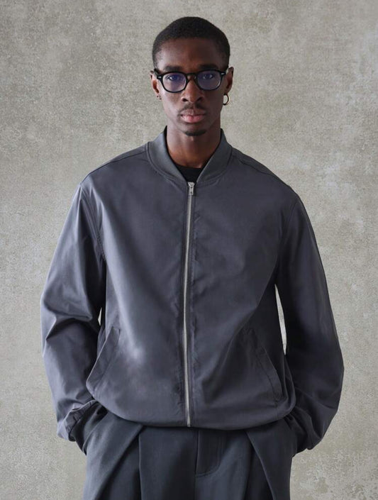 SUMWON Chaqueta bomber ajustada con cremallera