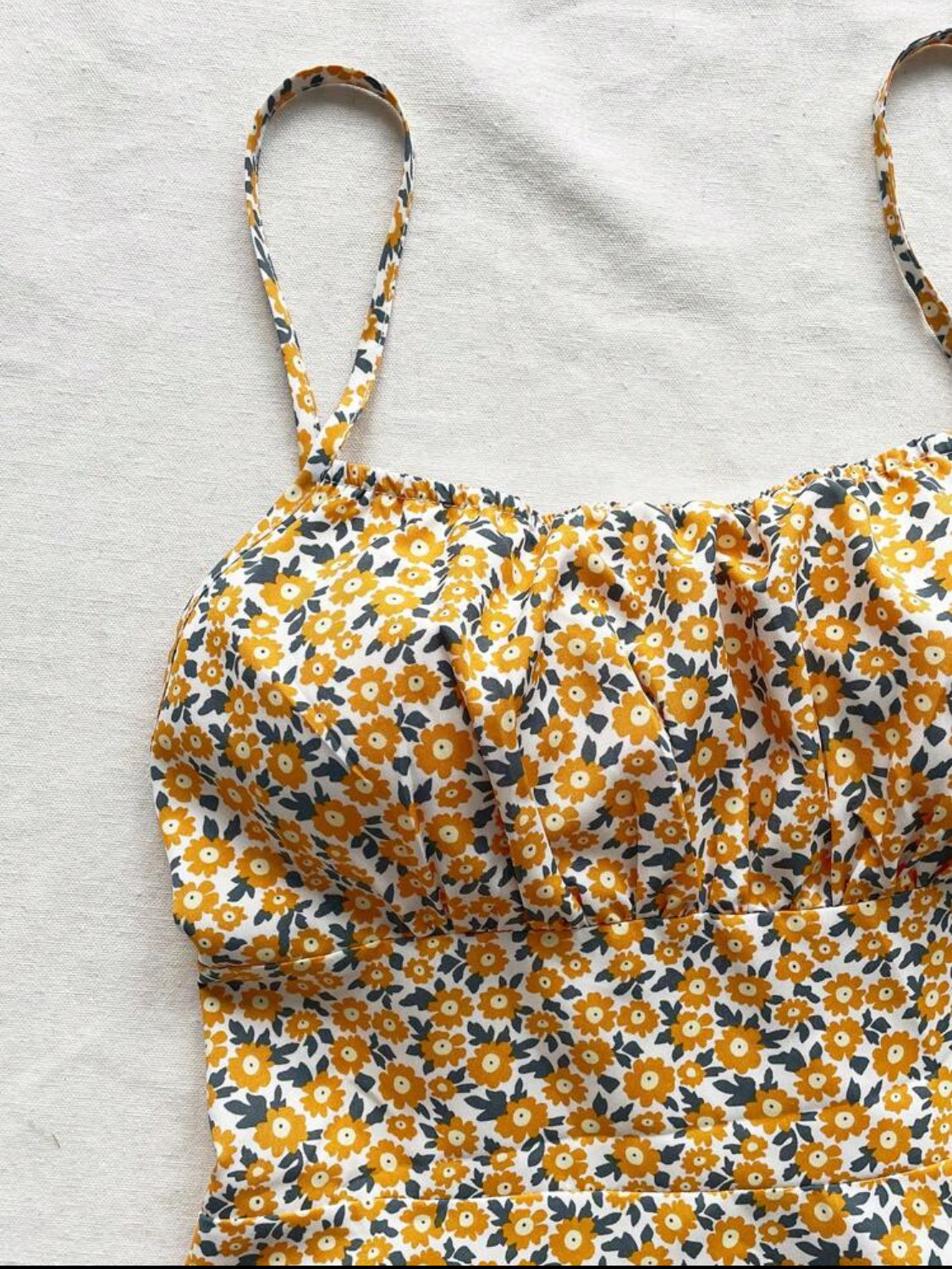 SHEIN WYWH Vestido de tirantes descubiertos estampado floral en veraniego estilo desenfadado con lazo para vacaciones de verano