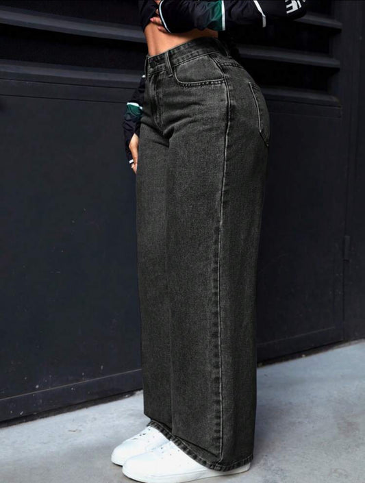SHEIN PETITE Pantalones vaqueros de mujer simples y de moda casuales, para uso diario