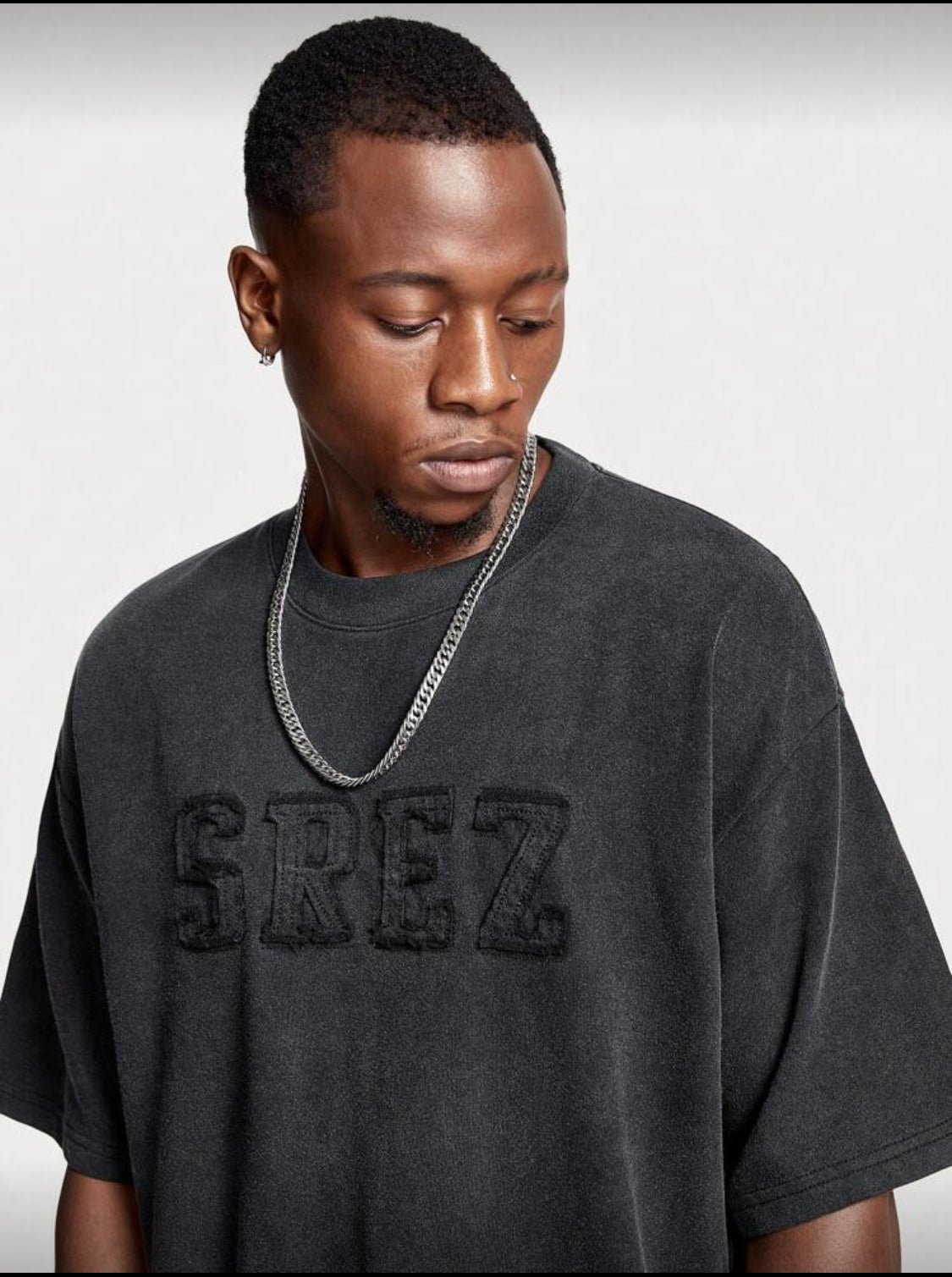 Manfinity VCAY Camiseta de manga corta con cuello de equipo y estampado de copos de nieve oversize para hombre en verano