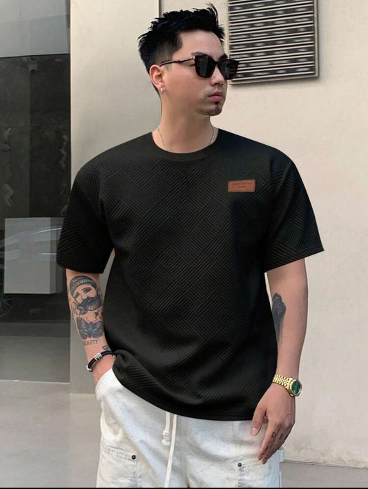 DAZY Camiseta casual de manga corta con cuello redondo para hombre, estampado de letras de verano