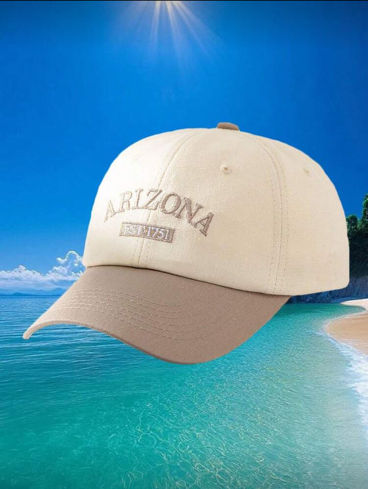 1 pieza Gorra de béisbol deportiva con protección solar de bloques de color, sombrero de sol ajustable con bordado de letras adecuado para deportes, golf