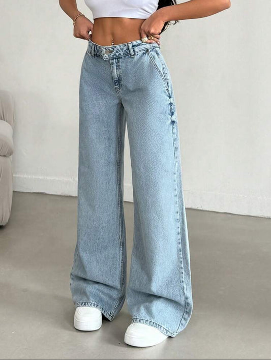Pantalón de cintura baja y de pierna ancha con estilo Y2K