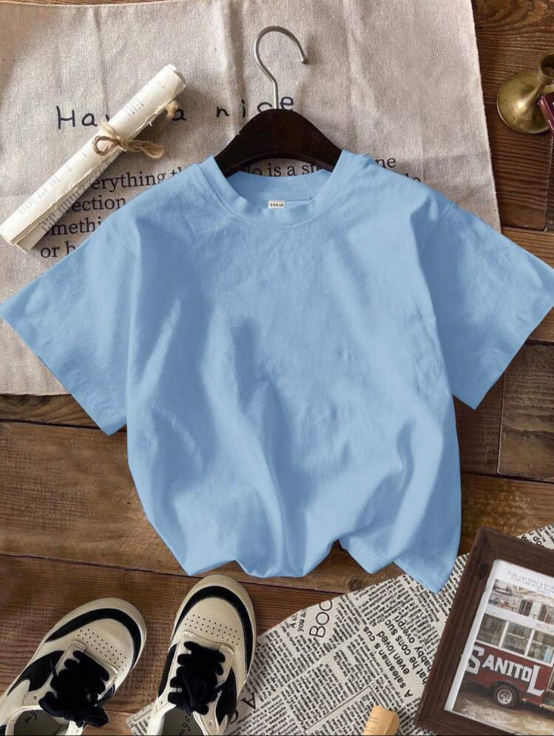 Remera Oversize SHEIN Attitoon Camiseta de manga corta, cuello redondo, de ajuste holgado, con patrón de coche casual y simple para mujer, verano.