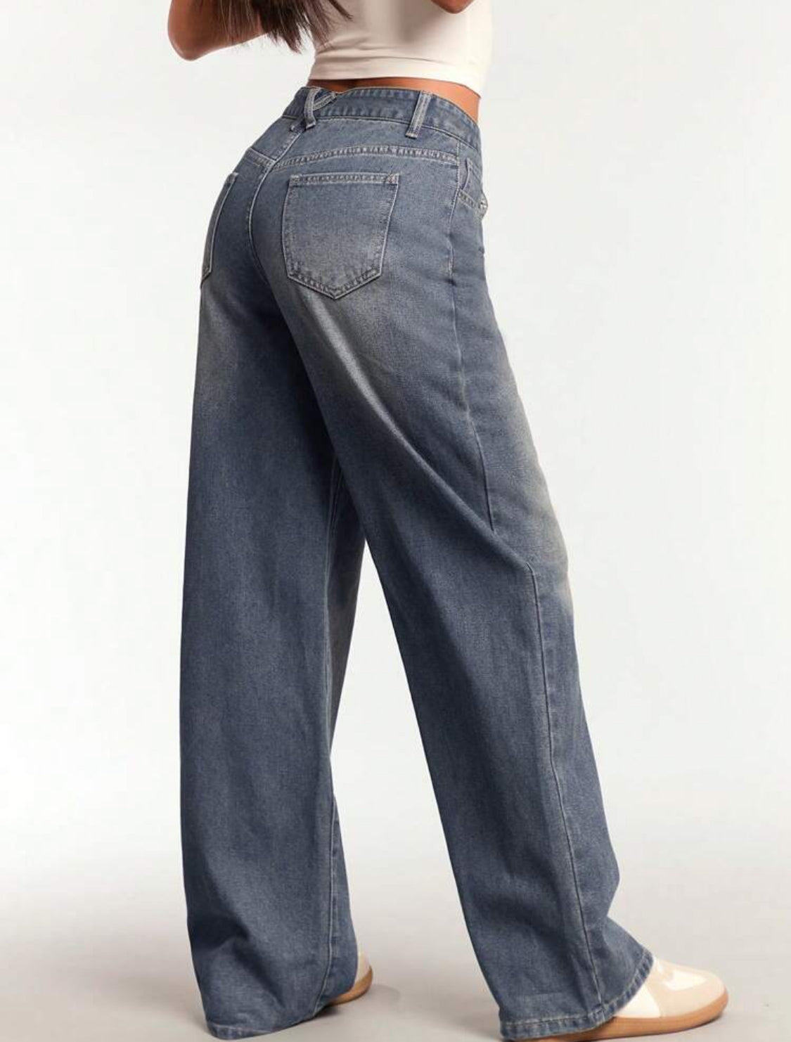 Forever 21 Nuevos Jeans de mezclilla clásicos de pierna ancha lavados de estilo retro de otoño/invierno